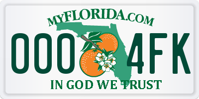 FL license plate 0004FK