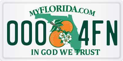 FL license plate 0004FN