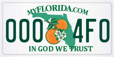 FL license plate 0004FO