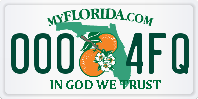 FL license plate 0004FQ