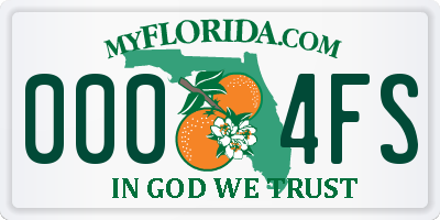 FL license plate 0004FS