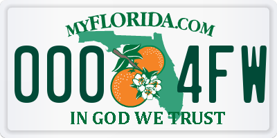 FL license plate 0004FW