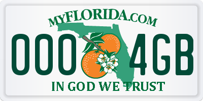 FL license plate 0004GB