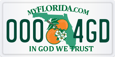 FL license plate 0004GD