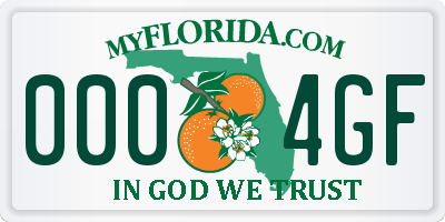 FL license plate 0004GF