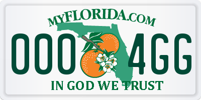 FL license plate 0004GG