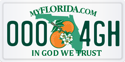 FL license plate 0004GH