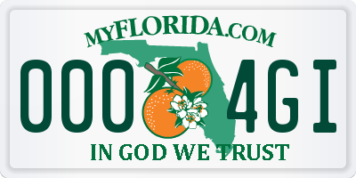 FL license plate 0004GI