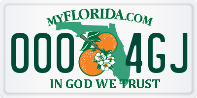 FL license plate 0004GJ