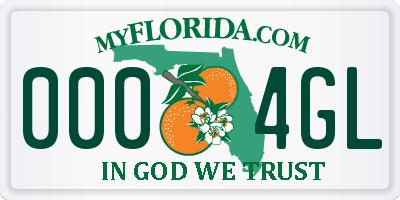 FL license plate 0004GL