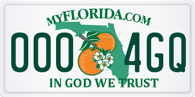 FL license plate 0004GQ