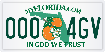 FL license plate 0004GV