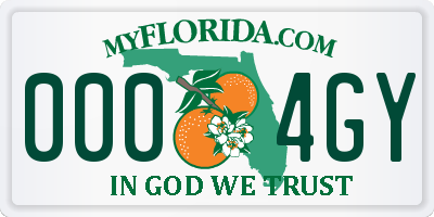 FL license plate 0004GY