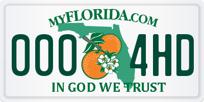 FL license plate 0004HD