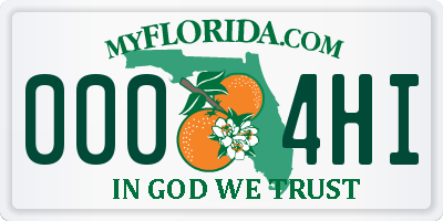 FL license plate 0004HI