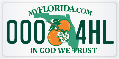 FL license plate 0004HL