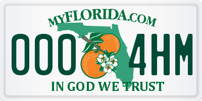 FL license plate 0004HM