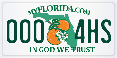 FL license plate 0004HS