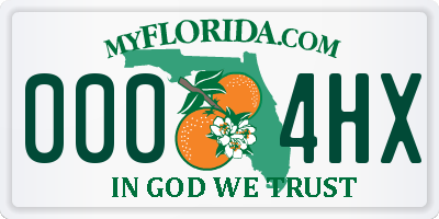 FL license plate 0004HX