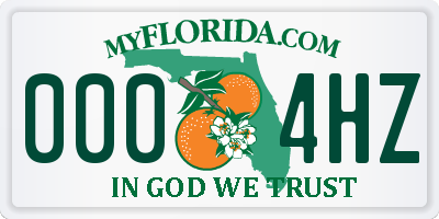FL license plate 0004HZ