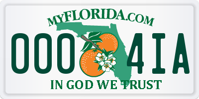 FL license plate 0004IA