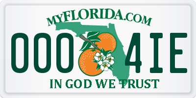 FL license plate 0004IE