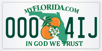 FL license plate 0004IJ