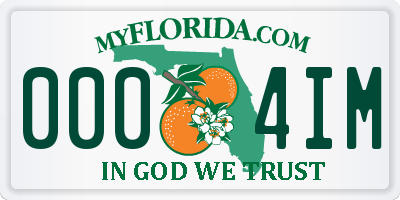 FL license plate 0004IM