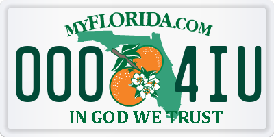 FL license plate 0004IU