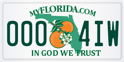 FL license plate 0004IW