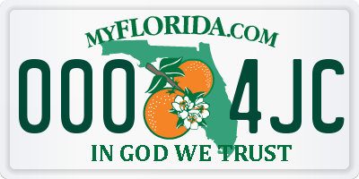 FL license plate 0004JC