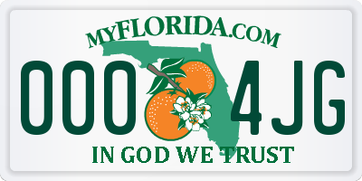 FL license plate 0004JG