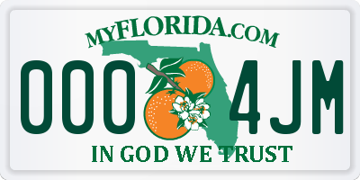 FL license plate 0004JM