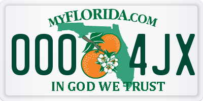 FL license plate 0004JX