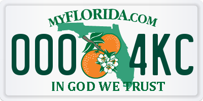FL license plate 0004KC