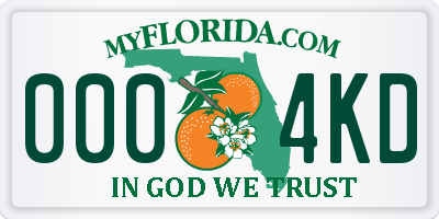 FL license plate 0004KD