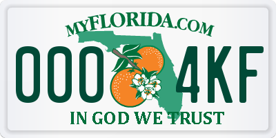 FL license plate 0004KF