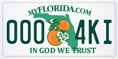 FL license plate 0004KI