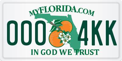 FL license plate 0004KK