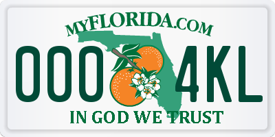 FL license plate 0004KL