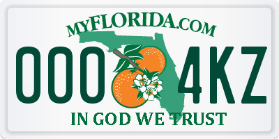 FL license plate 0004KZ