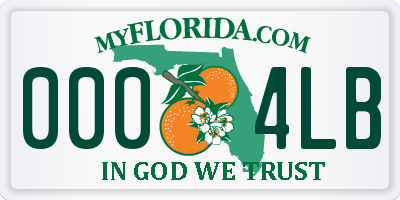 FL license plate 0004LB