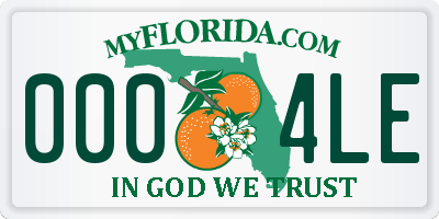 FL license plate 0004LE