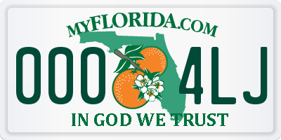 FL license plate 0004LJ