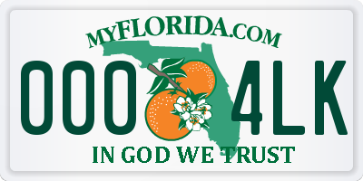 FL license plate 0004LK