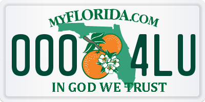 FL license plate 0004LU