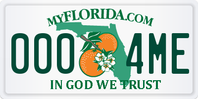 FL license plate 0004ME