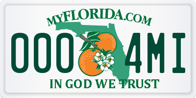 FL license plate 0004MI