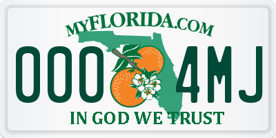 FL license plate 0004MJ