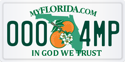 FL license plate 0004MP